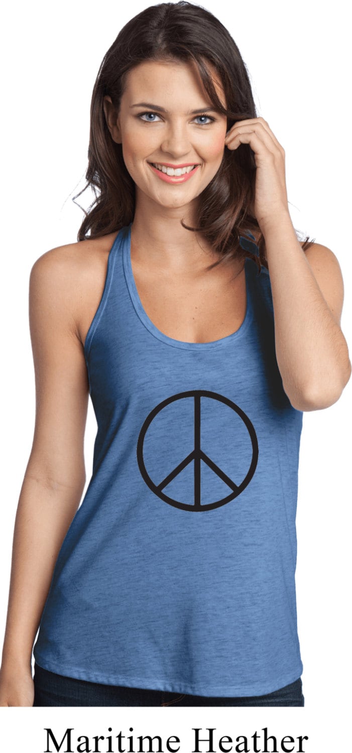 Ladies Peace Tanktop Basic Black T-Back Tank Top Basicblack-Dt250 von BuyCoolShirts