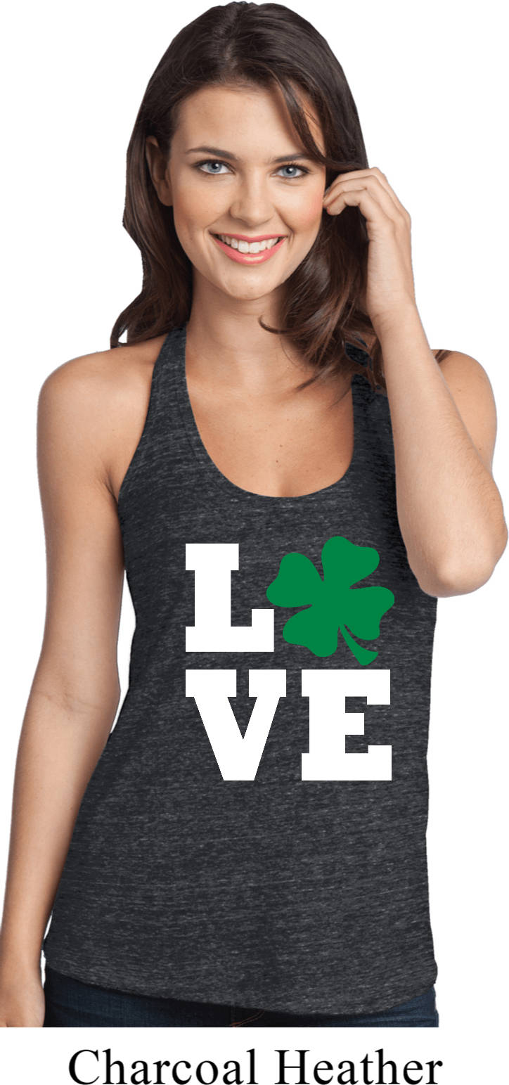 Liebe Kleeblatt Damen St Patricks Day T-Back Tank Top Lovesham-Dt250 von BuyCoolShirts