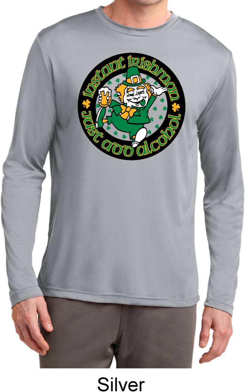 Sofortige Ire Fügen Sie Einfach Alkohol Männer St. Patricks Tag Feuchtigkeitstransport Langarm T-Shirt-T-Shirt-Ire-St350Ls-T-Stück von BuyCoolShirts