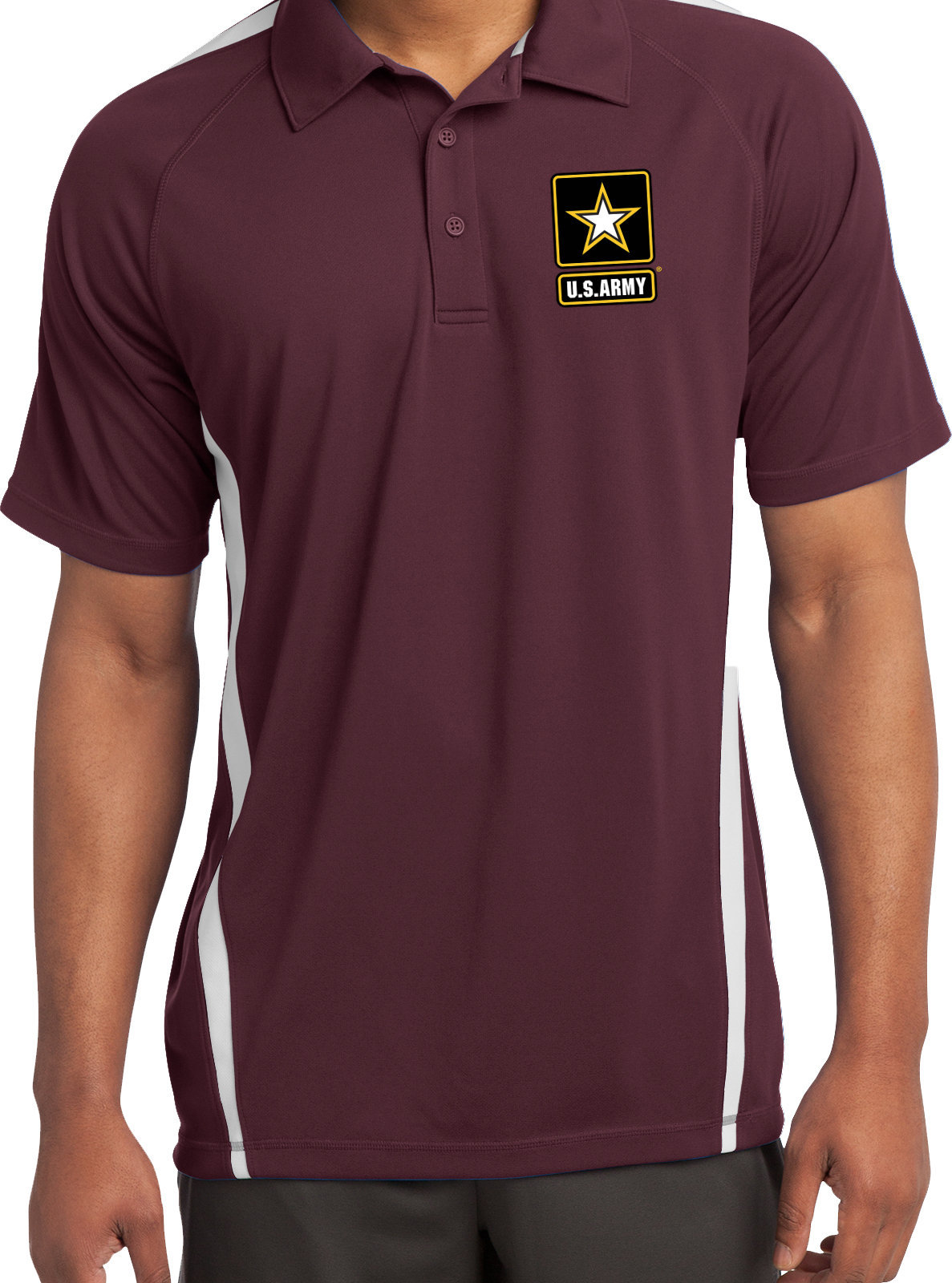 Us-Armee Tasche Druck Herren Micro-Mesh Colorblock Polo Shirt Army-Pp-st685 von BuyCoolShirts