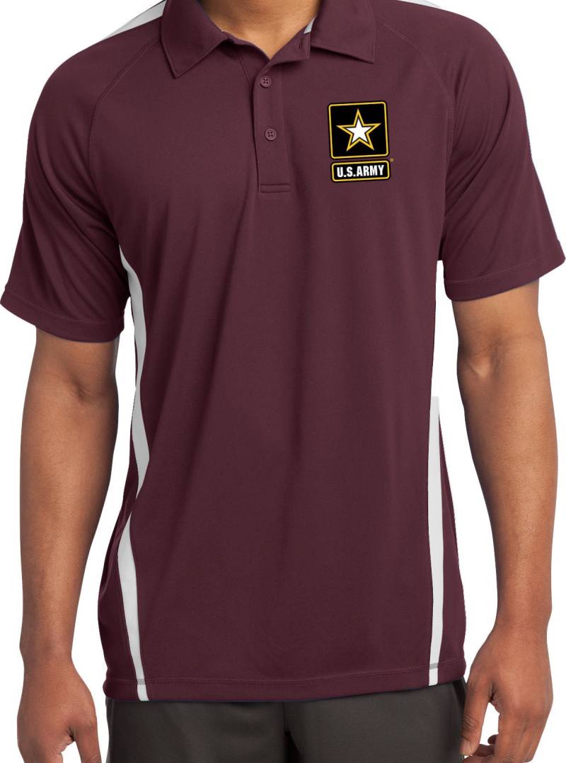Us-Armee Tasche Druck Herren Micro-Mesh Colorblock Polo Shirt Army-Pp-st685 von BuyCoolShirts
