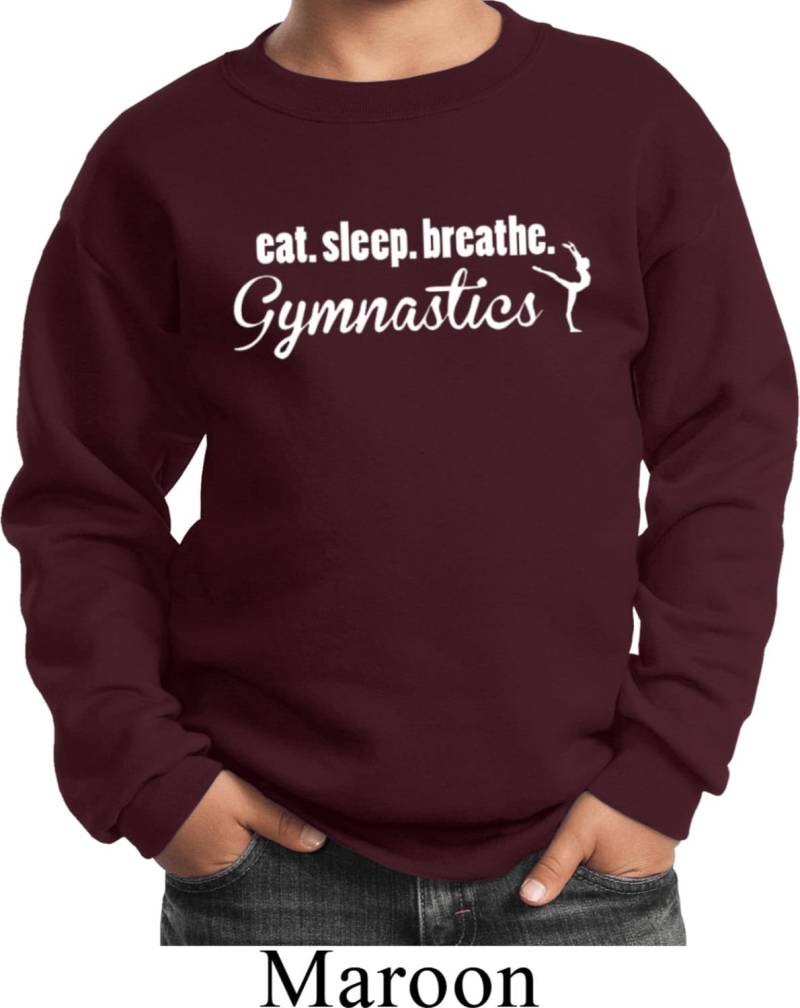 Weiß Essen Schlaf Atmen Gymnastik Kinder Sweatshirt A2315B-Pc90Y von BuyCoolShirts