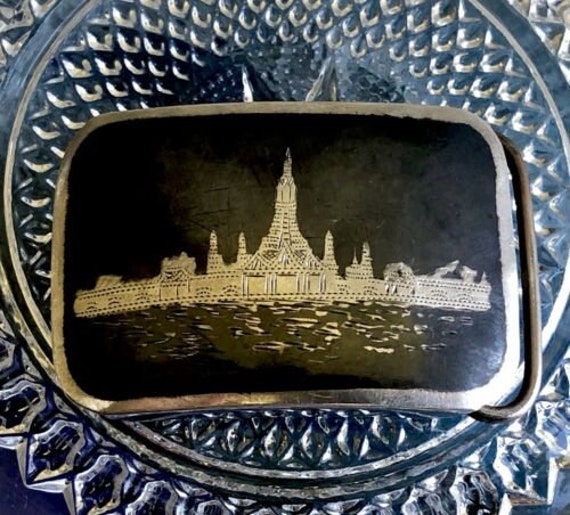 50Er Jahre Thai Sterling Silber Niello Gürtelschnalle Made in Siam von BuyTheWayArtiques