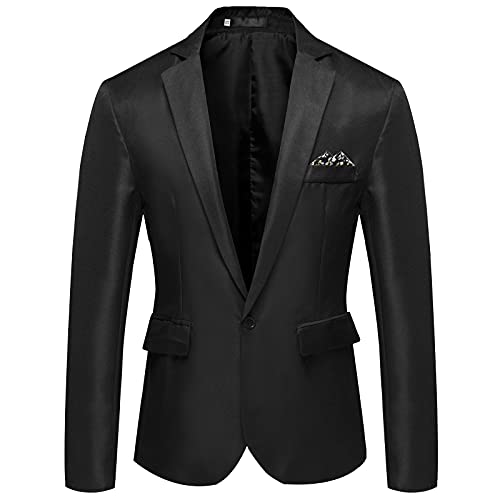 Buyaole Anzugjacke Herren Herren-Sakko Sportlich Jakett Anzug Jacke Slim Fit Freizeit Blazer-Herren Schwarz 4XL von Buyaole