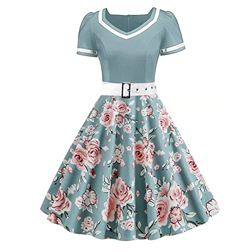 Buyaole Damen Lang Hübsche Kleider Linen Dress Kleid Mit Taschen Damen Prinzessin Kleid Mädchen Freizeitkleid Damen Sommer Midi Tshirt Kleid Maxikleider Sommerkleid Damen von Buyaole