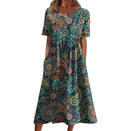 Buyaole Sommerkleid Schulterfrei Sommerkleid Lang Lange Sommerkleider Abschlusskleider Lang Vintage Kleider Damen Festlich Abschlusskleider Lang Freizeitkleid Damen Sommerkleid Damen Lang von Buyaole