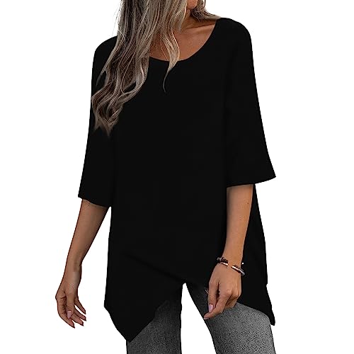 Damen Tops Sommer Locker Shirt Mit Gummizug Am Saum Damen Damen Tshirt Elegant Sweatkleid Damen Hemdbluse Damen Langes Tshirt Damen Koszulki Damskie Hummel Damen Shirt Shirt Braun von Buyaole