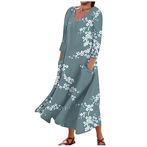 Sommerkleider A Linie Lange Elegante Abendkleider Für Hochzeiten Kleid Damen Frühling Schwarze Kleider Midi Kleider Damen Weiße Kleider Weißes Kleid Tanzkleidung Damen Linen Dress von Buyaole