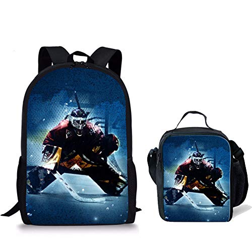 Cooler Eishockey-Schulrucksack mit 3D-Druck, für Jungen und Mädchen, niedlich, elementar, Büchertasche, Teenager-Rucksack, Eishockey 3D-Design -10, One_Size, Auf Reisen von Buybai