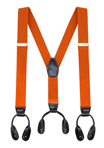 Buyless Fashion Herren Y Hosenträger - 122cm elastische verstellbare Riemen 3 cm - 5113-Orange von Buyless Fashion