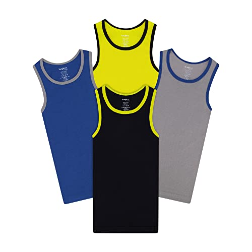 Buyless Fashion Boys U-Ausschnitt Tagless Unterhemden Weiches Baumwoll-Tanktop (4er Pack) 4-5 von Buyless Fashion