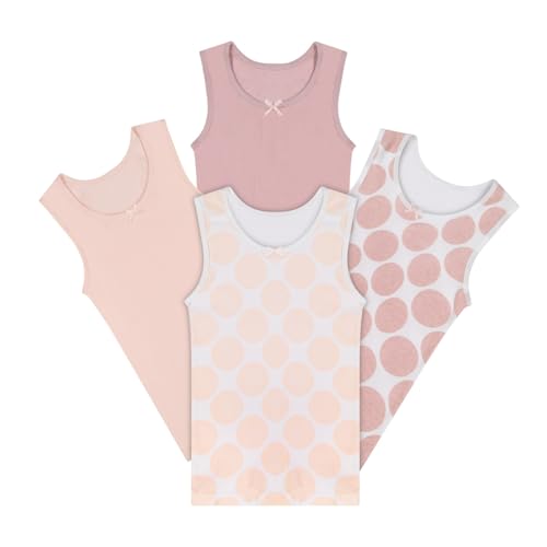 Buyless Fashion Girls Tagless Cami Rundhalsausschnitt Pink Polka Dot Unterhemden Baumwolltank (4er Pack) - TW21-GD-5-6 von Buyless Fashion
