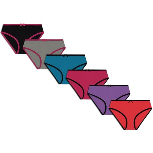 Buyless Fashion Girls Tagless Panties Weicher Baumwollslip Unterwäsche mit farbigem Besatz (6er Pack) - BW16-GA-4-5 von Buyless Fashion