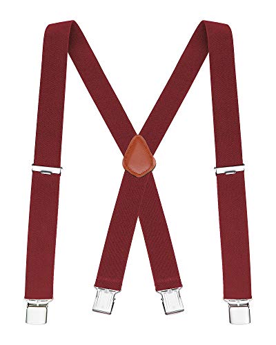 Buyless Fashion Herren X Hosenträger - 122cm elastische verstellbare Riemen 3 cm - 5114-Burgundy von Buyless Fashion