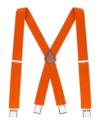 Buyless Fashion Herren X Hosenträger - 122cm elastische verstellbare Riemen 3 cm - 5114-Orange von Buyless Fashion
