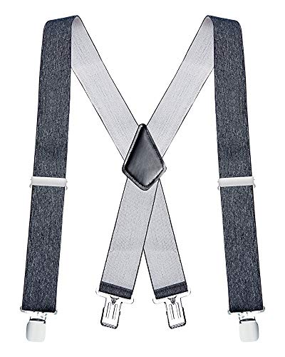 Buyless Fashion Herren X Hosenträger - 122cm elastische verstellbare Riemen 3 cm - 5116-Heather-Gray von Buyless Fashion