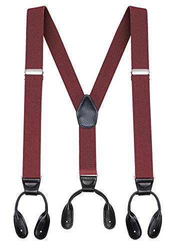 Buyless Fashion Herren Y Hosenträger - 122cm elastische verstellbare Riemen 3 cm - 5113-Burgundy von Buyless Fashion