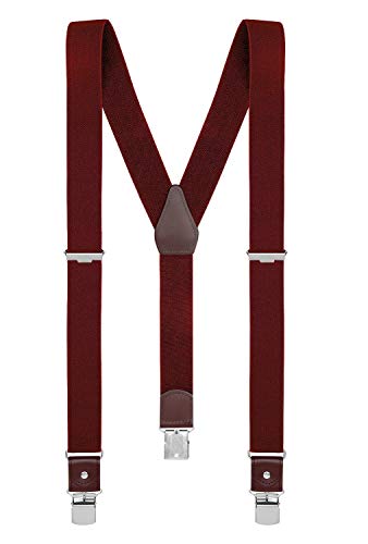 Buyless Fashion Herren Y Hosenträger - 122cm elastische verstellbare Riemen 3 cm - 5123-Burgundy von Buyless Fashion