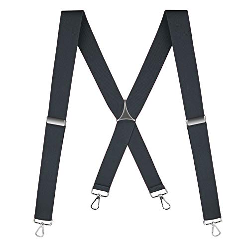 Buyless Fashion Hosenträger für Herren - 48"elastische verstellbare Träger 1 1/4" - X Rücken mit Metallhaken - 5135-Gray von Buyless Fashion
