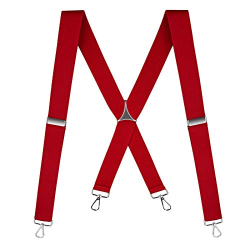 Buyless Fashion Hosenträger für Herren - 48"elastische verstellbare Träger 1 1/4" - X Rücken mit Metallhaken - 5135-Red von Buyless Fashion