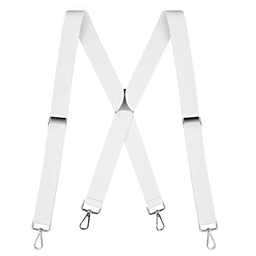 Buyless Fashion Hosenträger für Herren - 48"elastische verstellbare Träger 1 1/4" - X Rücken mit Metallhaken - 5135-White von Buyless Fashion