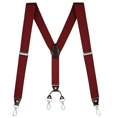 Buyless Fashion Hosenträger für Herren - 48 "elastische verstellbare Träger 1 1/4" - Y Rücken mit Metallhaken - 5137-Burgundy Buyless Fashion Hosenträger für Herren - 48 "elastische verstellbare Träger 1 1/4" - Y Rücken mit Metallhaken - 5137-Burgundy von Buyless Fashion