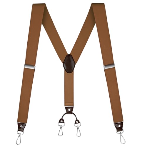 Buyless Fashion Hosenträger für Herren - 48 "elastische verstellbare Träger 1 1/4" - Y Rücken mit Metallhaken - 5137-Camel von Buyless Fashion