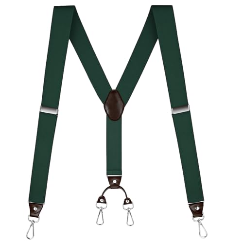 Buyless Fashion Hosenträger für Herren - 48 "elastische verstellbare Träger 1 1/4" - Y Rücken mit Metallhaken - 5137-Hunter-Green Buyless Fashion Hosenträger für Herren - 48 "elastische verstellbare Träger 1 1/4" - Y Rücken mit Metallhaken - 5137-Hunter-Green von Buyless Fashion