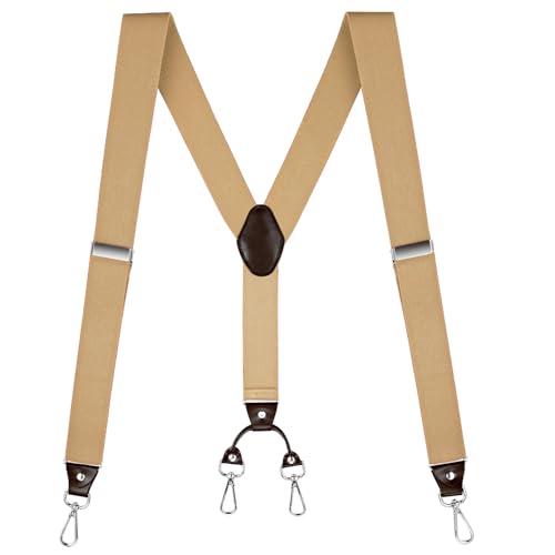 Buyless Fashion Hosenträger für Herren - 48 "elastische verstellbare Träger 1 1/4" - Y Rücken mit Metallhaken - 5137-Tan von Buyless Fashion