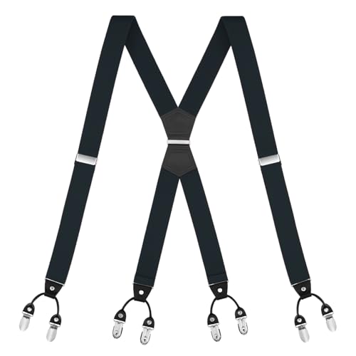 Buyless Fashion Hosenträger für Männer - 48 "elastische verstellbare Träger 1 1/4" - X-Form - 5133-Black von Buyless Fashion