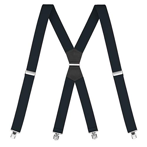 Buyless Fashion Hosenträger für Männer - 48"elastische verstellbare Träger 1 1/4" - X-Form - 5134-Black von Buyless Fashion