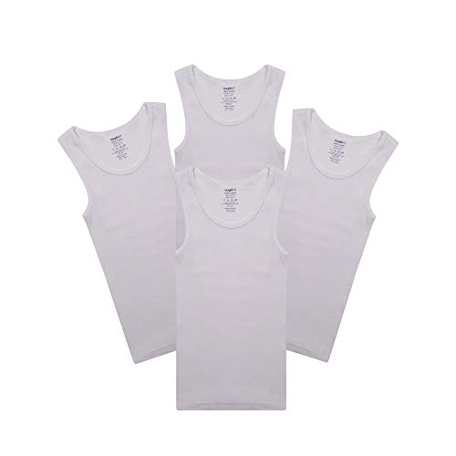 Buyless Fashion Jungen Unterhemden Tank-Top Weiß Weiche Baumwolle (4er-Pack) 15-16 von Buyless Fashion