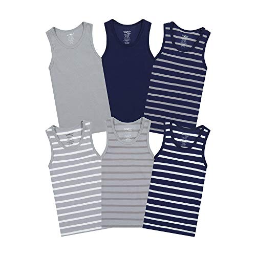 Buyless Fashion Jungen Unterhemden Tank-Top Weiß Weiche Baumwolle (6er-Pack) 13-14 von Buyless Fashion