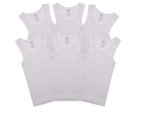 Buyless Fashion Jungen Unterhemden Tank-Top Weiß Weiche Baumwolle (6er-Pack) 3-4 von Buyless Fashion