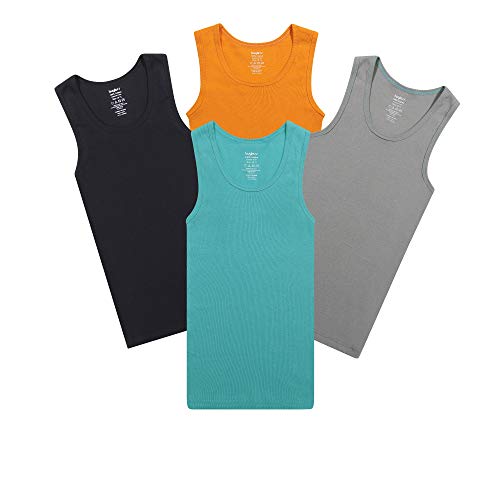 Buyless Fashion Jungen Unterhemden Tank-Top mehrfarbige Weiche Baumwolle (4er-Pack) 13-14 von Buyless Fashion