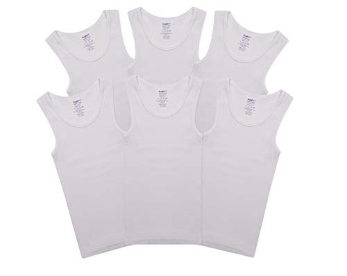 Buyless Fashion Jungen Unterhemden Tank-Top Weiß Weiche Baumwolle (6er-Pack) 4-5 von Buyless Fashion