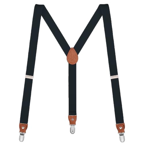 Buyless Fashion Leder-Hosenträger für Herren - 48 "elastische verstellbare Träger 1" - Y-Form - 5138-Black von Buyless Fashion