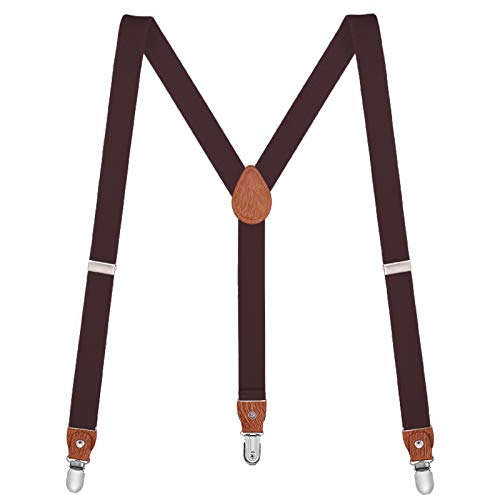 Buyless Fashion Leder-Hosenträger für Herren - 48"elastische verstellbare Träger 1" - Y-Form - 5138-Brown von Buyless Fashion