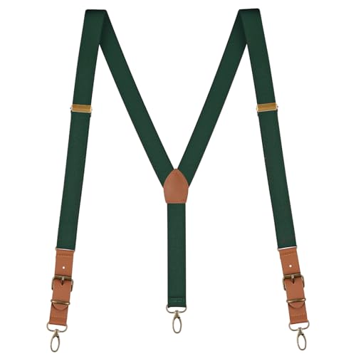 Buyless Fashion Leder-Hosenträger für Herren - 48 "elastische verstellbare Träger 1" - Y-Rücken mit Metallhaken - 5139-Hunter-Green Buyless Fashion Leder-Hosenträger für Herren - 48 "elastische verstellbare Träger 1" - Y-Rücken mit Metallhaken - 5139-Hunter-Green von Buyless Fashion