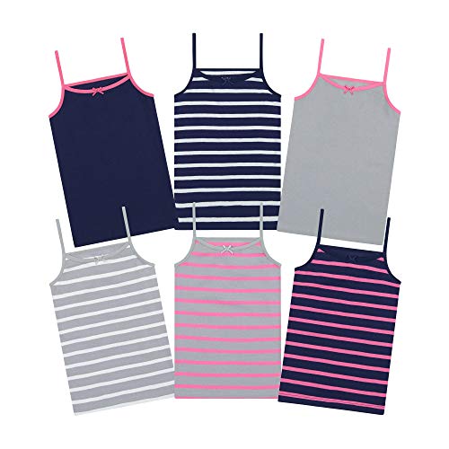 Buyless Fashion Mädchen Cami Streifen Unterhemden Baumwolle (6er Pack) 3 – 4 von Buyless Fashion