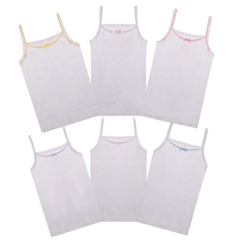 Buyless Fashion Mädchen Cami Unterhemden Baumwolle mit Saum (6er Pack) 11-12 von Buyless Fashion