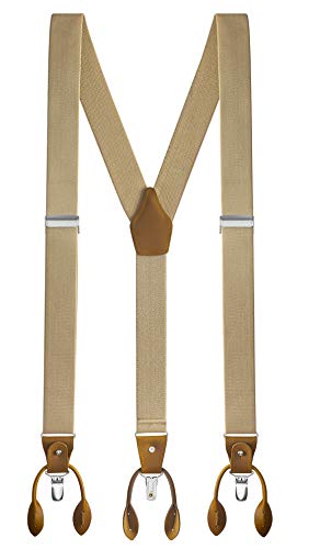 Buyless Fashion Herren Y Hosenträger - 122cm elastische verstellbare Riemen 3 cm - 5120-Tan von Buyless Fashion