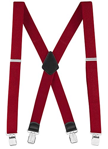 Buyless Fashion Strukturierte Hosenträger für Herren - 48"verstellbare Träger 1 1/2" - X Rücken mit Metallklammern - 5121-Red von Buyless Fashion