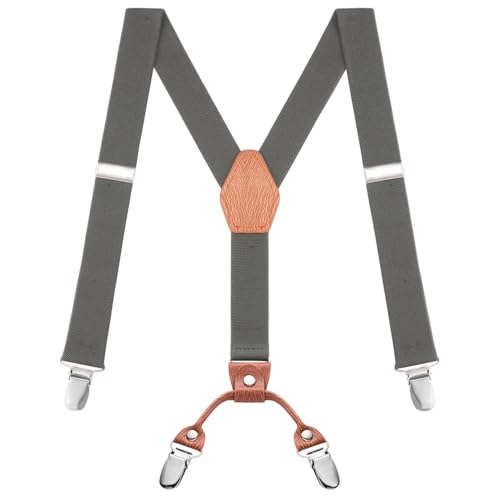 Buyless Fashion Verstellbare Hosenträger für Kinder – 26" elastische Träger 1" – Leder Y-Form Rückseite – 5151 - Charcoal-Gray von Buyless Fashion