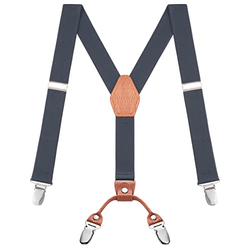Buyless Fashion Verstellbare Hosenträger für Kinder – 26" elastische Träger 1" – Leder Y-Form Rückseite – 5151 - Denim-Blue von Buyless Fashion
