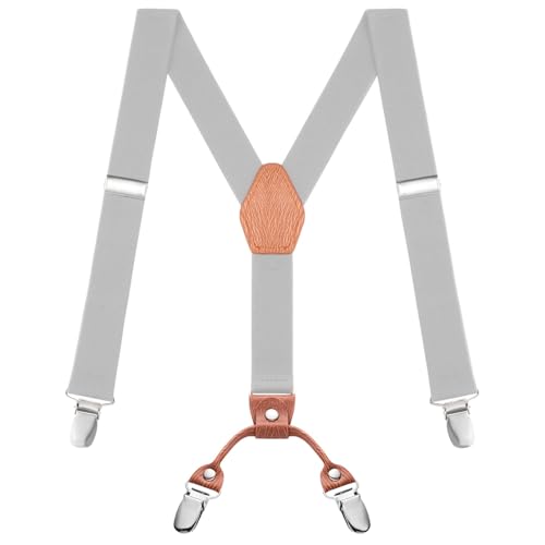 Buyless Fashion Verstellbare Hosenträger für Kinder – 26" elastische Träger 1" – Leder Y-Form Rückseite – 5151 - Gray von Buyless Fashion