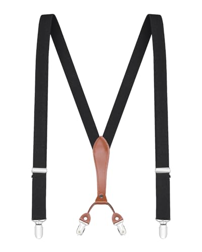 Buyless Fashion Herren Y Hosenträger - 122cm elastische verstellbare Riemen 2,5 cm - 5118-Black von Buyless Fashion