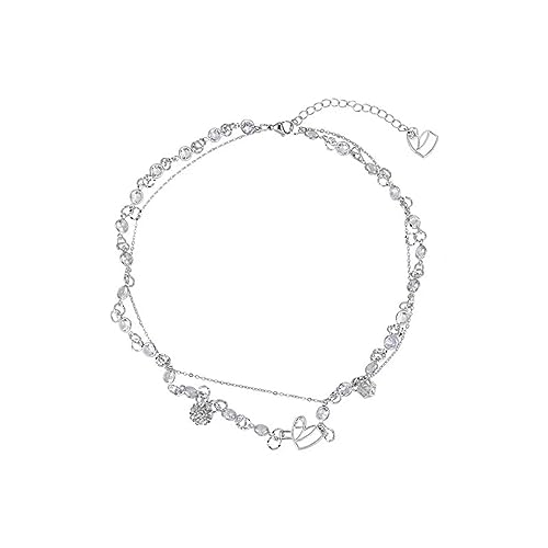 Buyongwant Unregelmäßige Herz-Halskette für Frauen, Y2K, rosa Zirkonia, Perlen, Diamant, modischer modischer rosafarbener Schmuck für Frauen, Zink, Kein Edelstein von Buyongwant