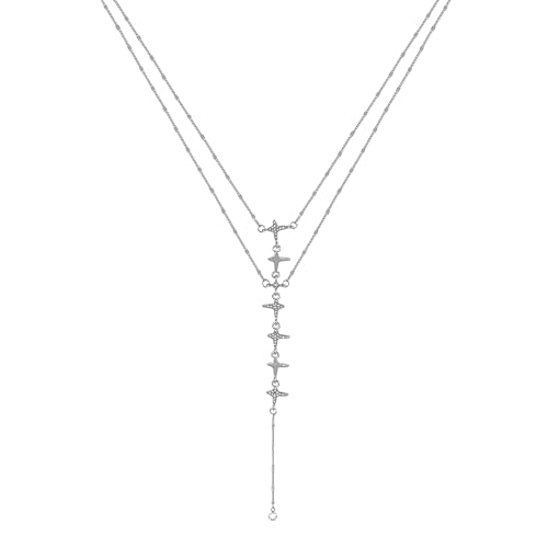 Buyongwant Y-förmige Halskette für Damen, mehrschichtige Halskette, modisch, Y2K, unregelmäßiger Charm, Silberschmuck von Buyongwant