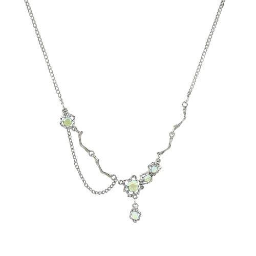 Buyongwant Y2k Unregelmäßige Halskette für Damen, Mondstein, Katzenauge, modisches Halsband, Ketten-Design, würziger Silberschmuck von Buyongwant